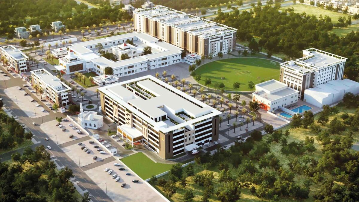The Thumbay Medicity in Al Jurf, Ajman. It is a medical epicentre built with an investment of Dh1.5 billion in total in a span of 24 years