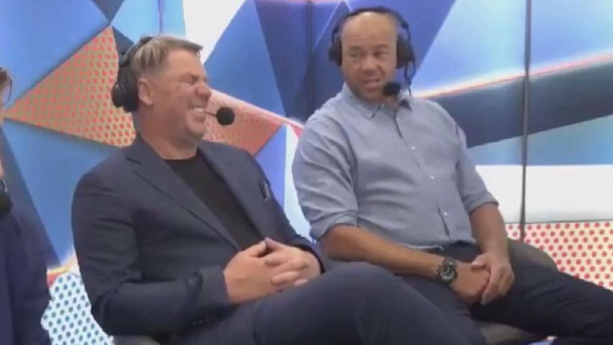 Australian broadcaster Kayo Sports was forced to apologise Saturday after expletive-laden remarks by commentators Shane Warne and Andrew Symonds. — Twitter