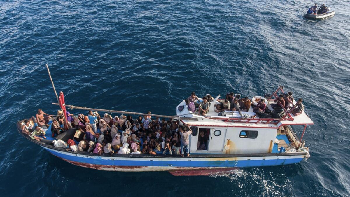 Indonesian fishermen discovered dozens of hungry, weak Rohingya Muslims on the wooden boat adrift off Indonesia’s northernmost province of Aceh. Photo: AP