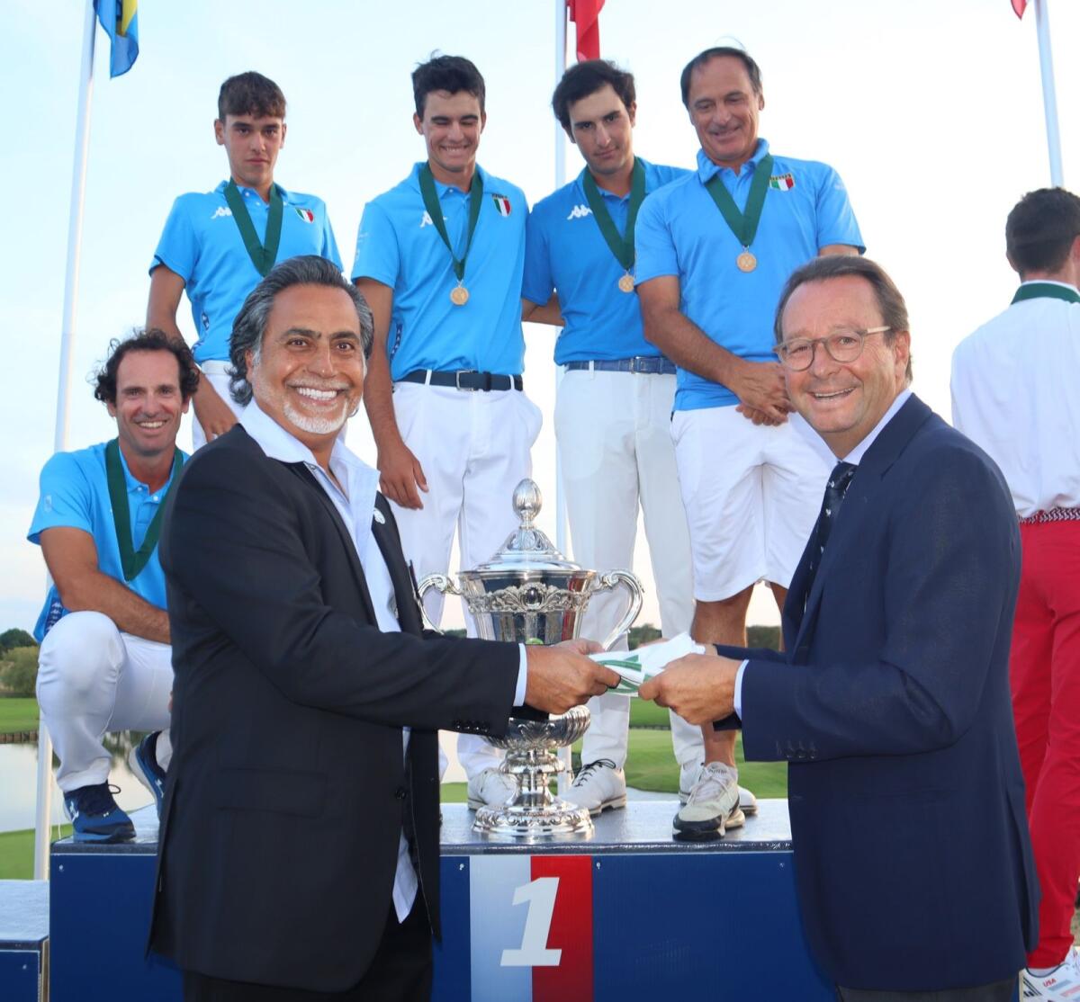 General Abdallah Alhasmi (left) Vice-Chairman of the Emirates Golf Federation and Pascal Grizot of the French Golf Federation.. - Supplied photo