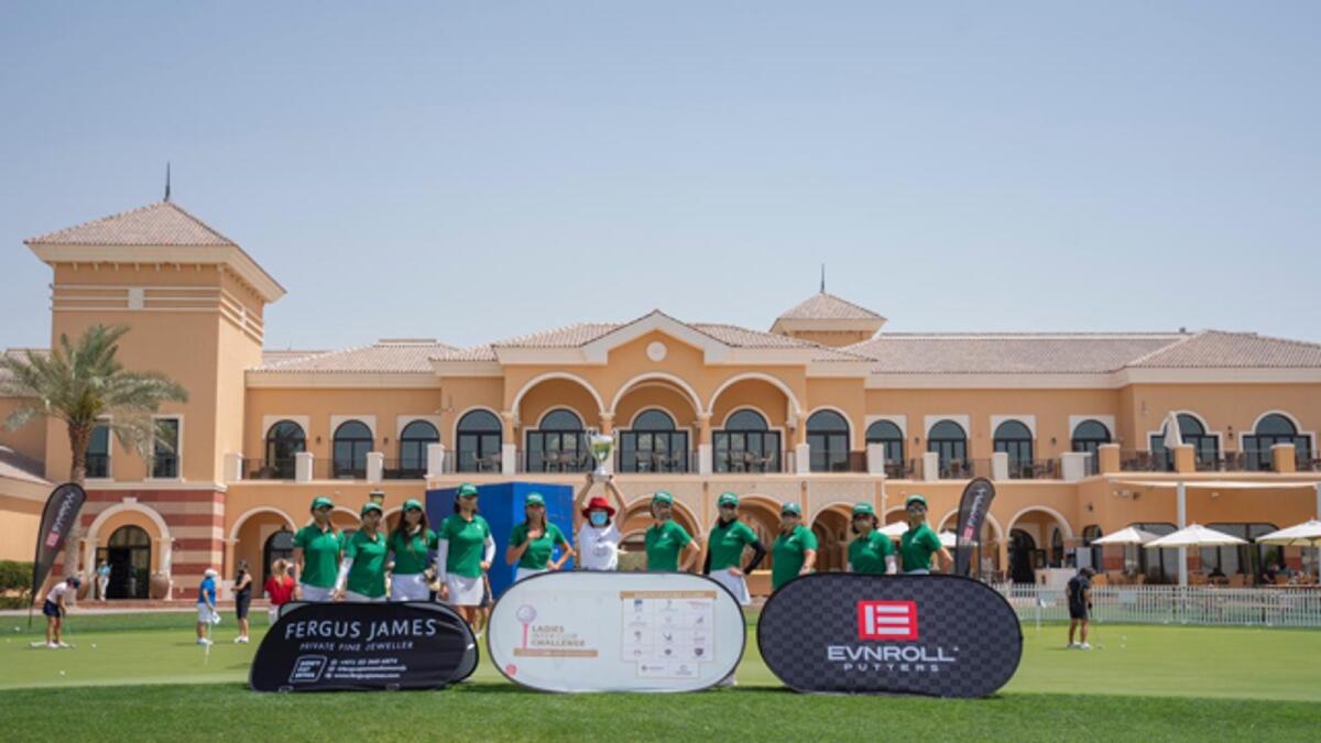 The Dubai Creek Golf &amp; Yacht Club team celebrate with the trophy. — Supplied photo