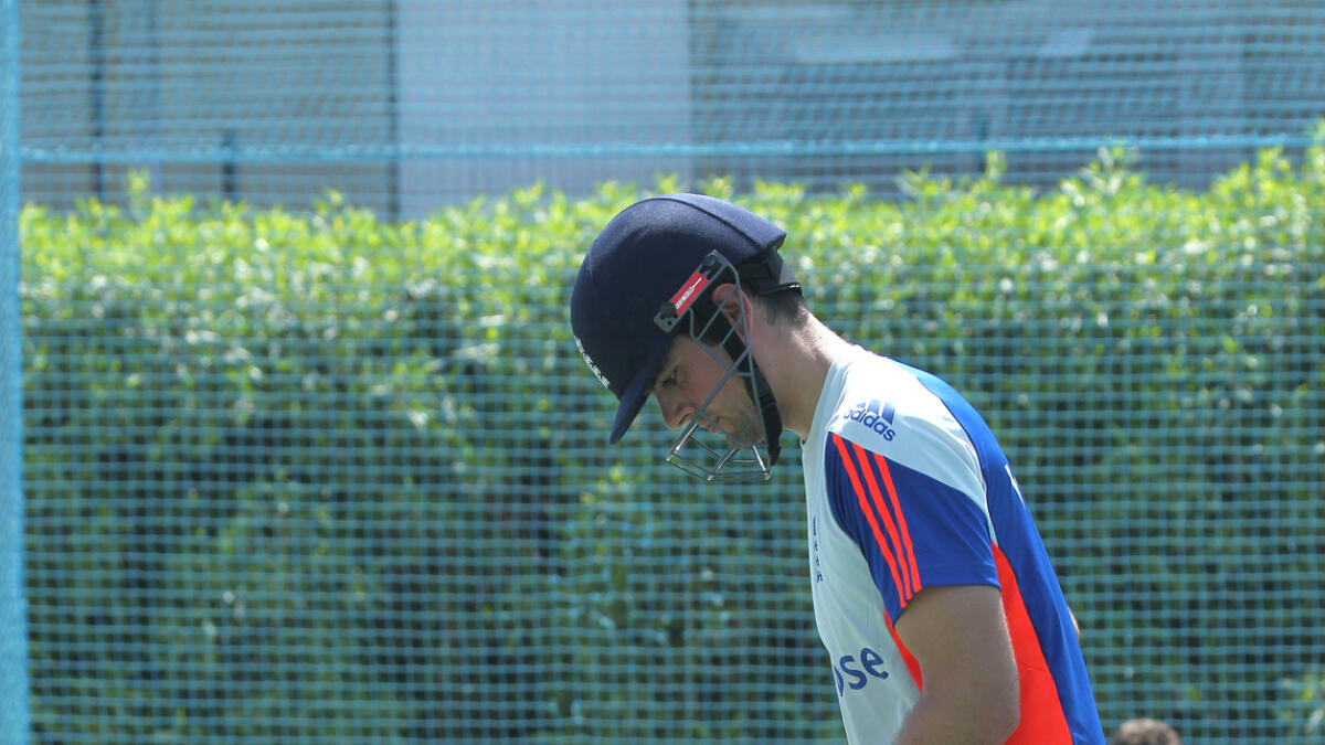 SP021015-SK-CRICKETAlastair Cook, England team practicing for series against Pakistan at ICC Academy Dubai on Friday. 02 October,2015. Photo by Shihab