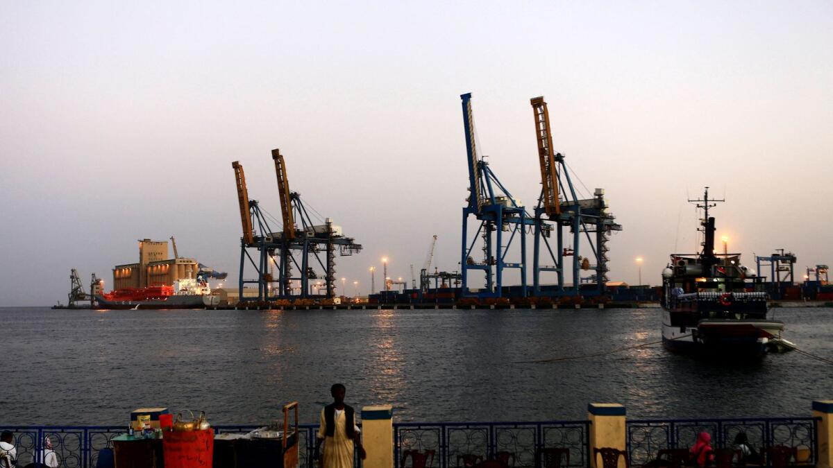 A man stands opposite the modern port at the harbour in Port Sudan at Red Sea State. — Reuters file photo