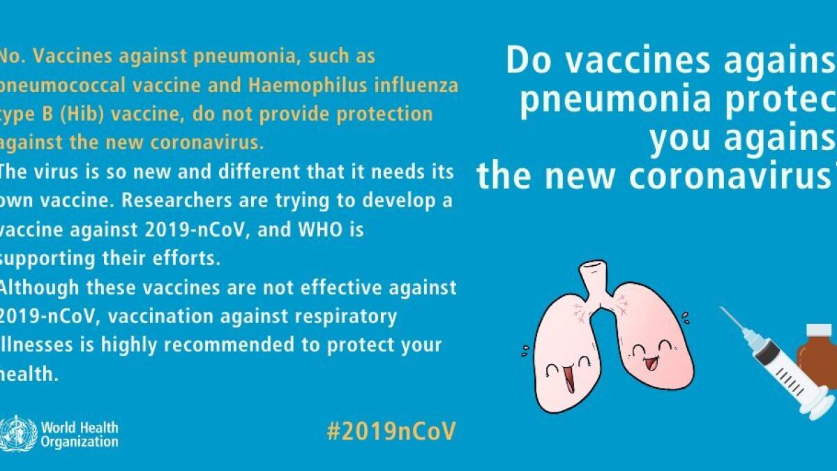 No. Vaccines against pneumonia do not provide protection against 2019-nCoV. The virus is new and different. It needs its own vaccine.