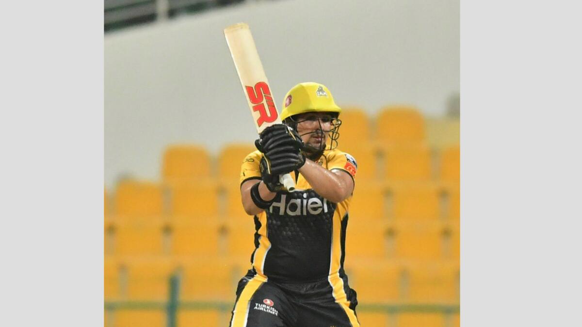 Hazratullah Zazai plays a shot during the PSL game on Tuesday. (PSL Twitter)