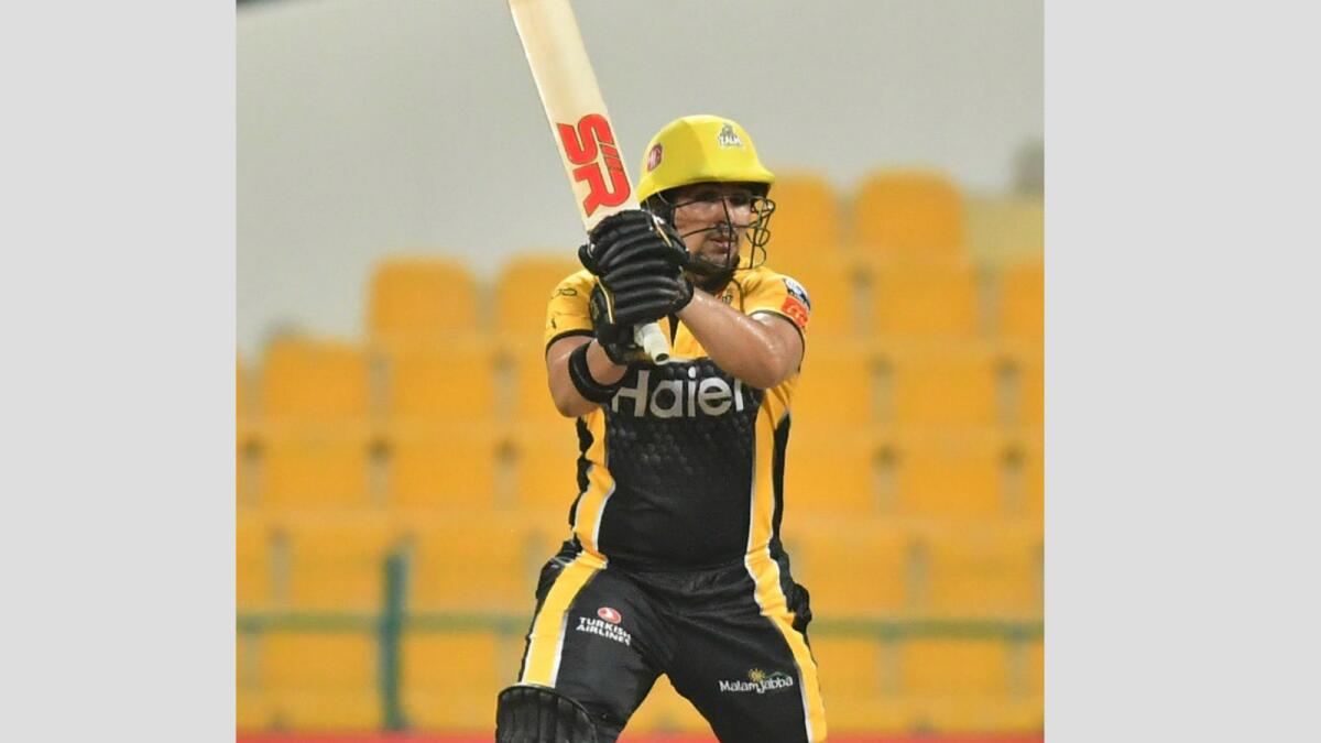 Hazratullah Zazai plays a shot during the PSL game on Tuesday. (PSL Twitter)