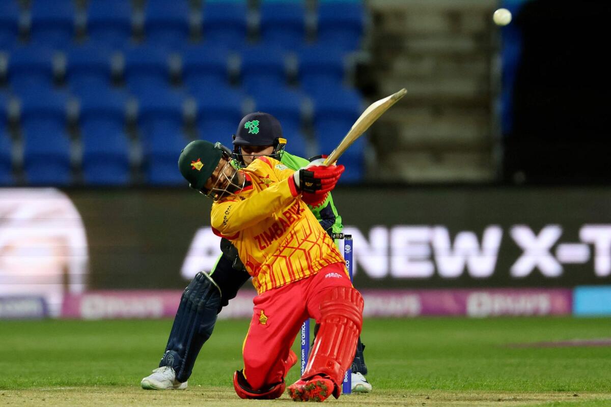 Zimbabwe's Sikandar Raza plays a shot during the match against Ireland. — AFP