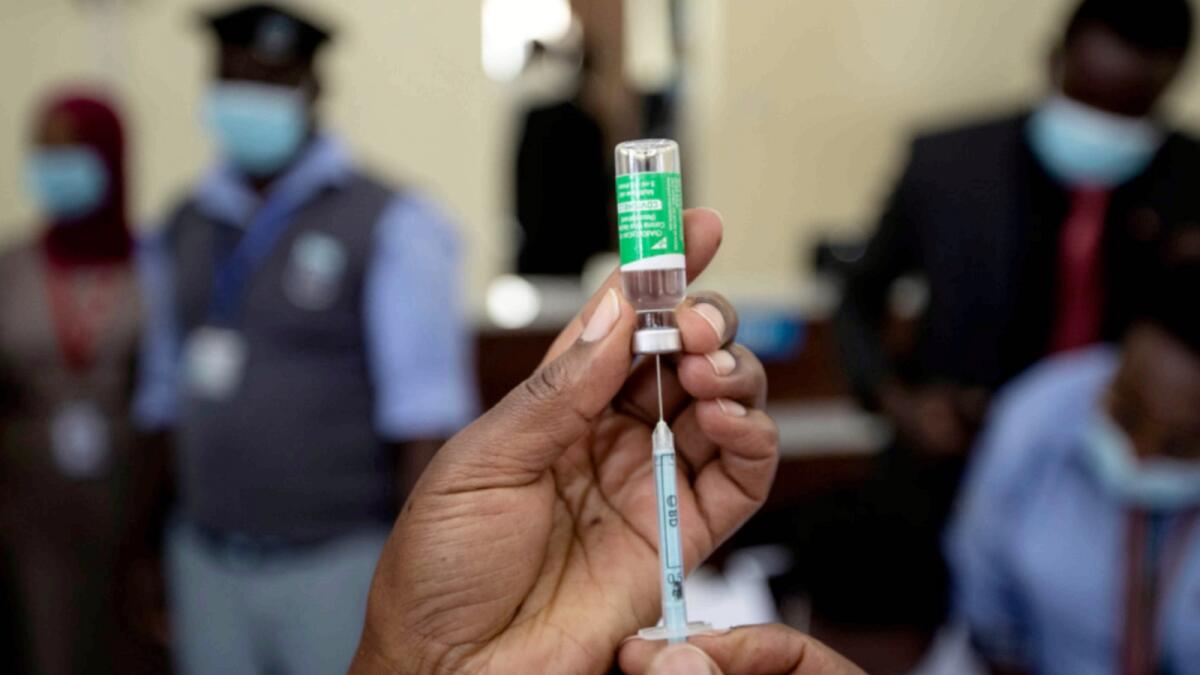 A nurse prepares to administer a dose of the AstraZeneca Covid-19 vaccine at Kenyatta National Hospital in Nairobi. — AP