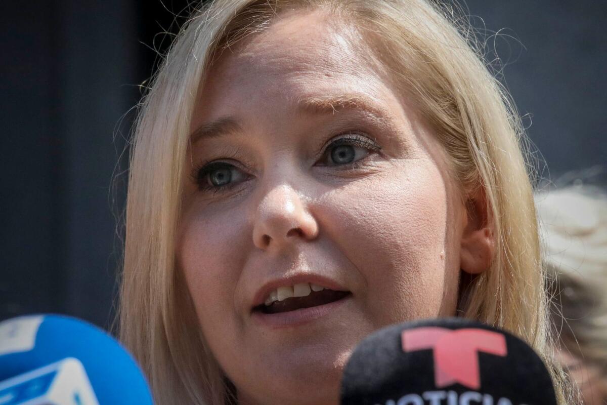 Virginia Roberts Giuffre, a sexual assault victim, speaks in New York, July 2, 2020. — AP file