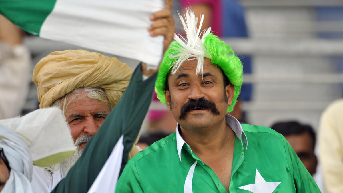 Pakistani fans seen all excited during the Pakistan vs England test matchy at the Sheikh Zayed Stadium, in Abu Dhabi  - Photo By Nezar Balout/Khaleej Times