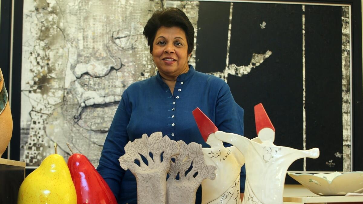 Mani Suri with a selection of her ceramic collection