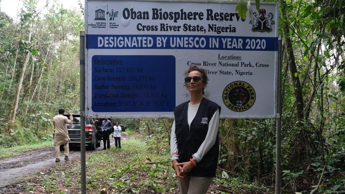 UNESCO Chief Audrey Azoulay visits the Oban Biosphere Reserve, in Nigeria. Photo: AFP