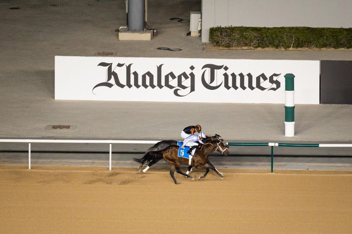 Action from the racing at the Meydan Raecourse on Friday. — Photo by Neeraj Murali