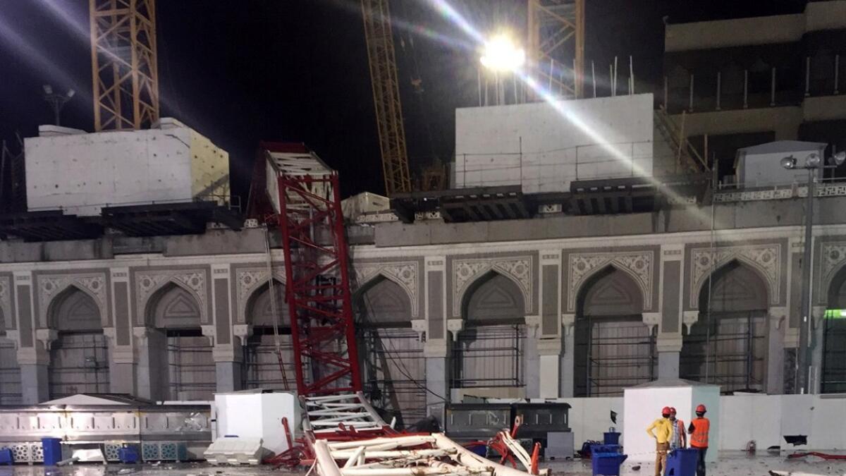 A picture of the crane that crashed in to Makkah's Grand Mosque on September 11.