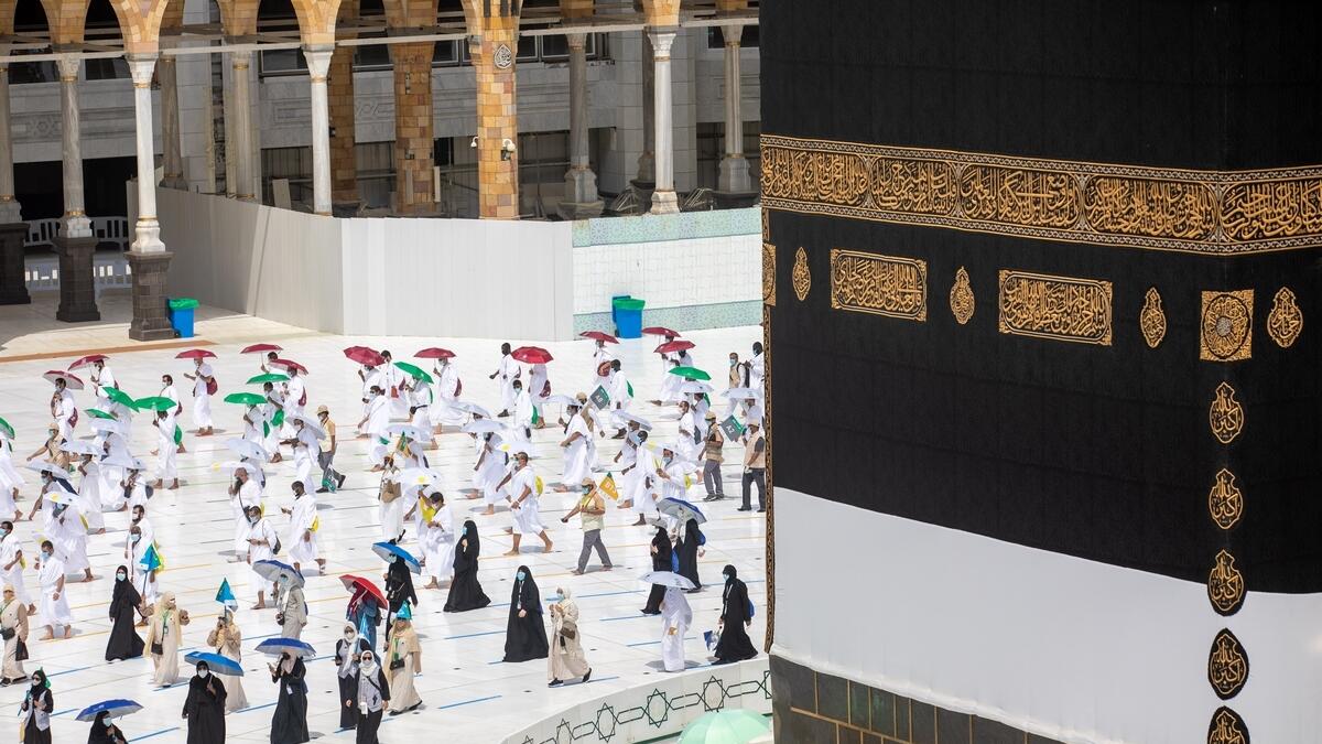 Photos, Scaled-down, Hajj, socially-distancing, pilgrims, perform, first Tawaf