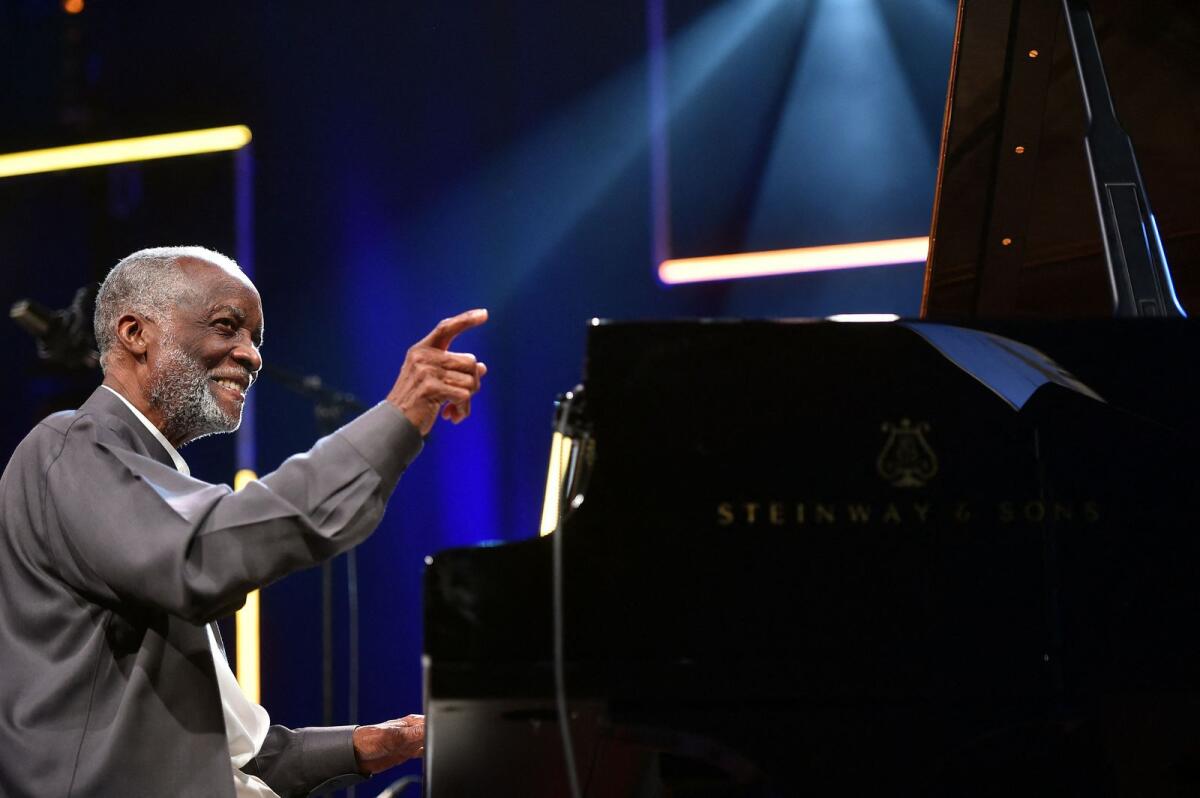 US jazz pianist and composer, Ahmad Jamal (born Frederick Russell Jones) performs during a concert in the Marciac Jazz Festival in Marciac. — AFP file