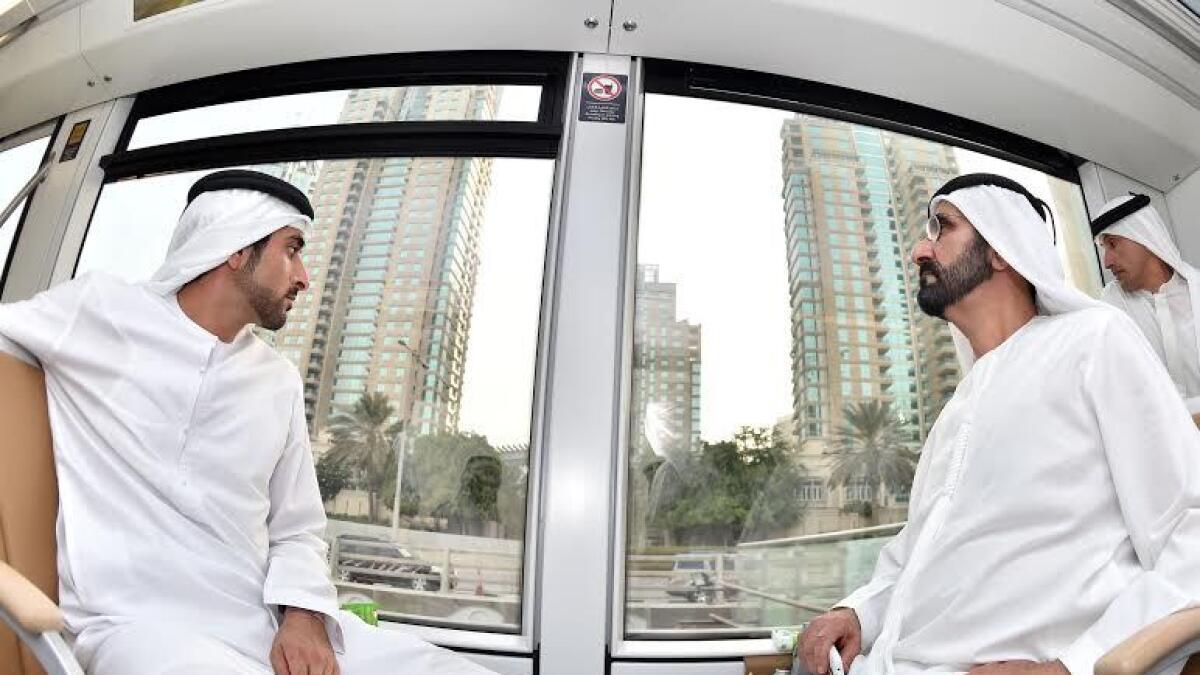 Shaikh Mohammed and Shaikh Hamdan during the official operation of Dubai Tram. Supplied photo