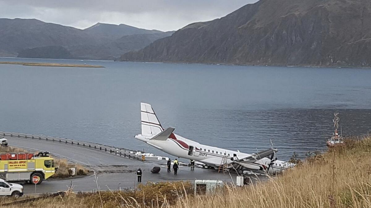 Plane, airport,Plane goes off runway, Alaska community