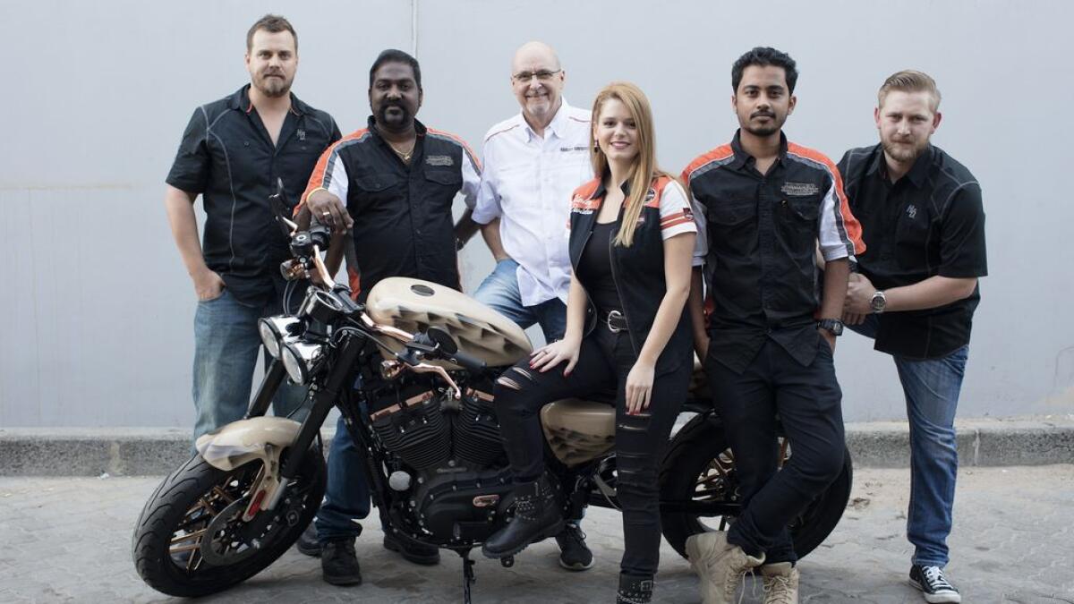 Roland (right) with the Harley-Davidson creative team