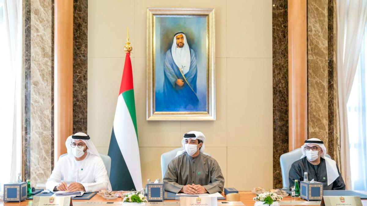 Sheikh Mansour bin Zayed Al Nahyan chairs the Ministerial Development Council meeting. — Wam photo
