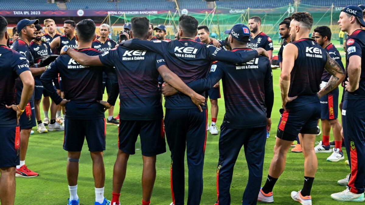 Royal Challengers Bangalore squad during a practice session. — RCB Twitter