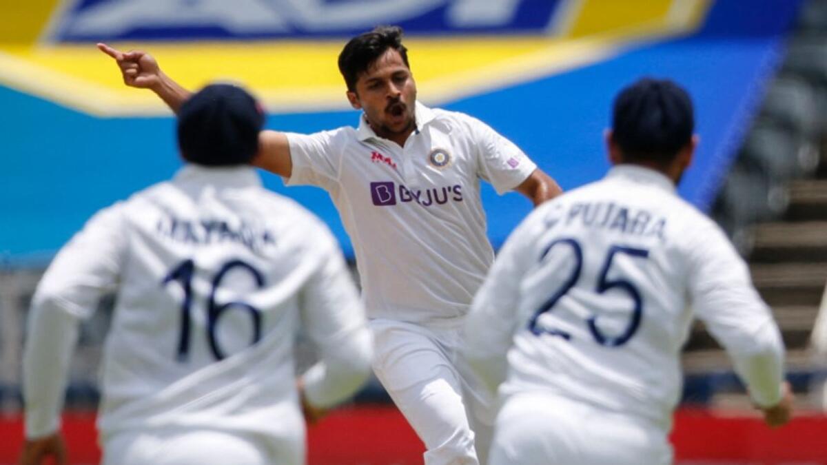 Shardul Thakur celebrates a wicket against South Africa. (ICC Twitter)