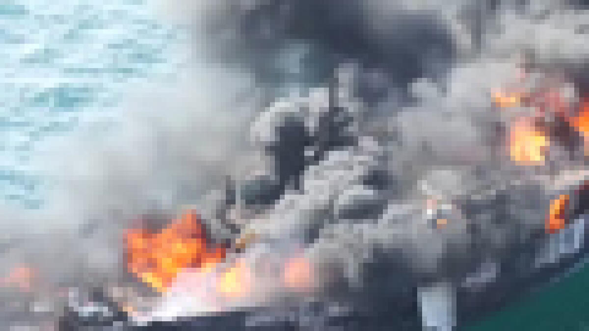 One dead, four injured as ship catches fire off Sharjah