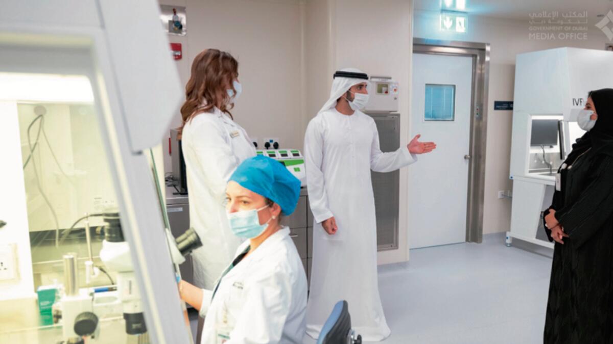 Sheikh Hamdan bin Mohammed bin Rashid Al Maktoum inaugurates the new building of the Dubai Fertility Centre in Al Jaddaf area. — Photo Courtesy: Dubai Media Office