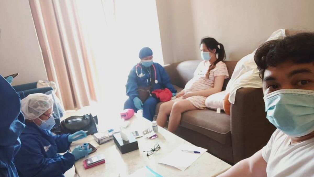 Nemar Galagate and his pregnant wife Zuena, both expats from Dubai, have been stranded at a hotel in Manila since October 15. The couple requested a check-up from the nurses at the hotel because Zuena was feeling some back pain.