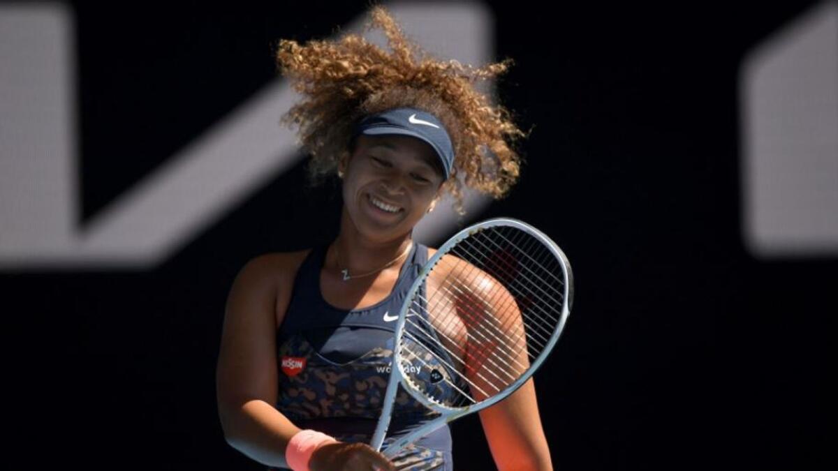 Naomi Osaka during her 6-3 6-2 win over Ons Jabeur in the third round on Friday. (Australian Open Twitter)