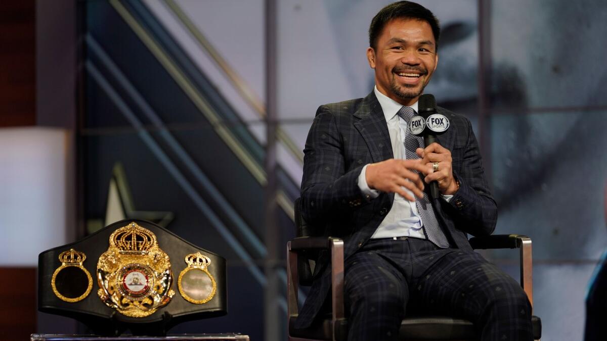 Manny Pacquiao during a news conference. — AP