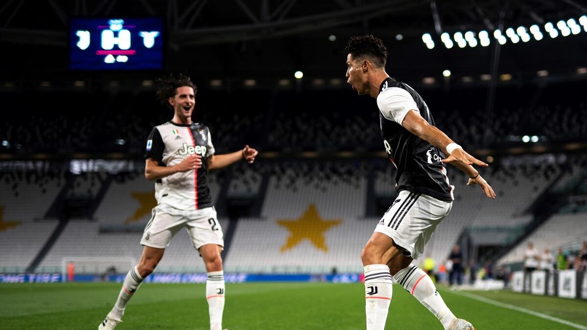 Cristiano Ronaldo, Juventus, one game, Serie A, title, brace, scored, twice, 2-1 win, Lazio