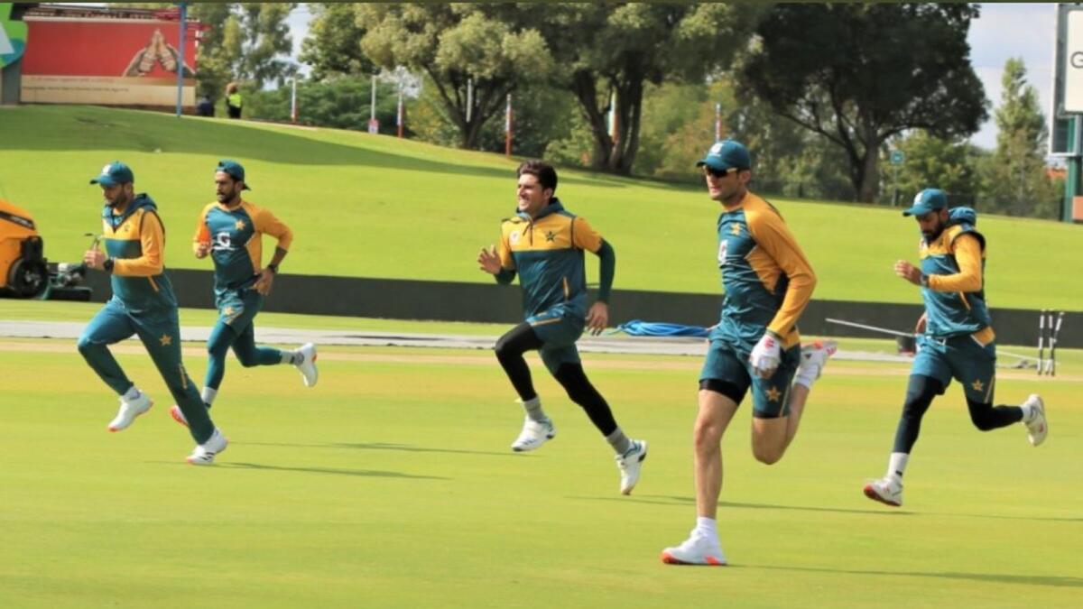 Members of the Pakistan team during a training session. (PCB Twitter)