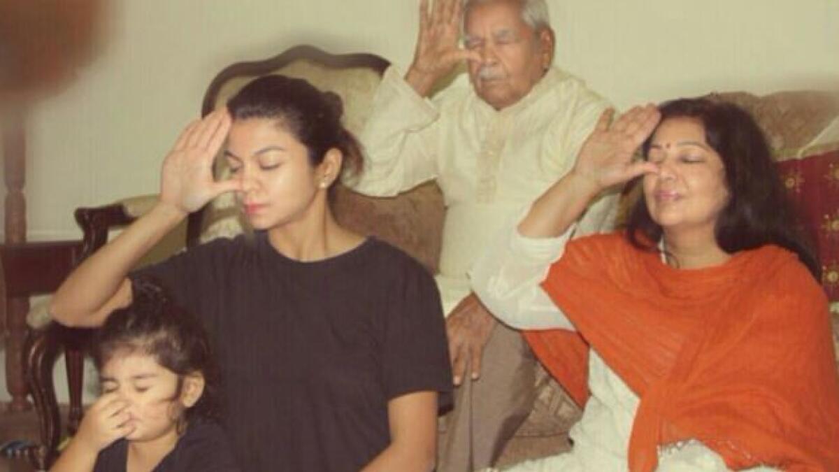 Modi retweets pic of Dubai familys 4 generations doing yoga