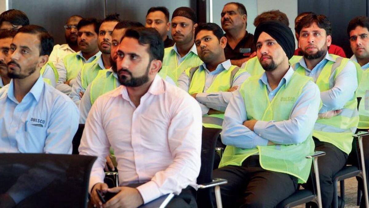 Truck drivers and supervisors attending the Road safety awareness seminar at Dubai Chamber. 
