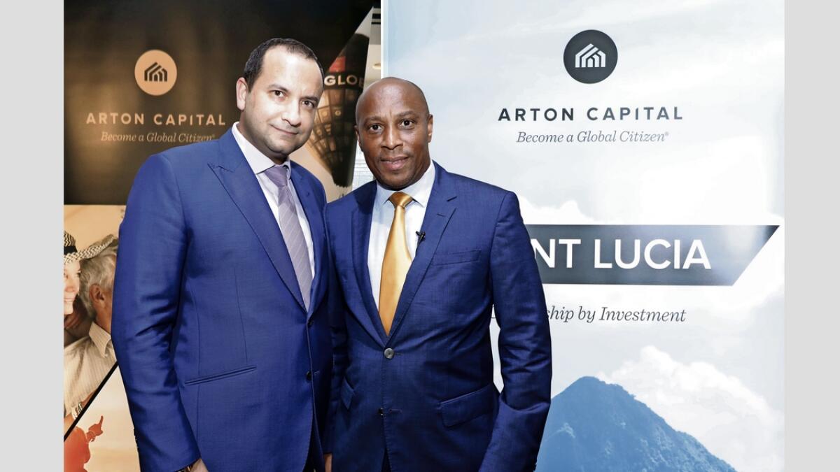 Armand Arton, President of Arton Capital, with Nestor Alfred, Director of the Citizen by Investment Unit (CIU) of St. Lucia