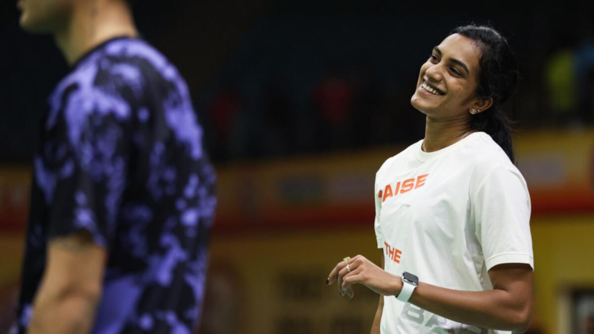 Indian star PV Sindhu during a training session. -- BWF website