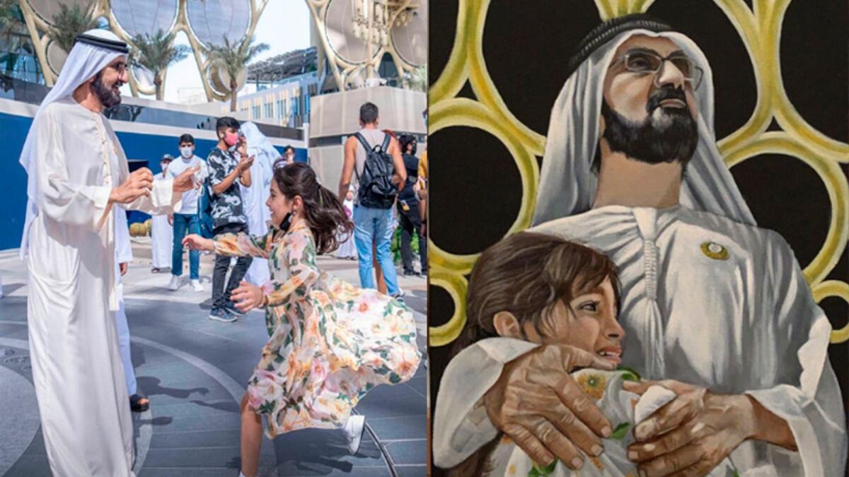 Photo: Dubai-based artist recreates the emotional moment of the meeting between Sheikh Mohammed and the little girl at Expo2020