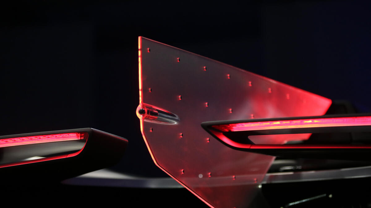 The taillights of the FFZero1 by Faraday Future are seen at CES Unveiled, a media preview event for CES International in Las Vegas. The high performance electric concept car was unveiled during a news conference by Faraday Future.