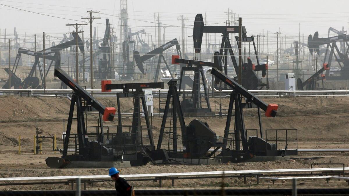 US West Texas Intermediate (WTI) crude futures traded up $1.75, or 2.3 per cent, at $76.98, their highest since November 2014. — AP file photo