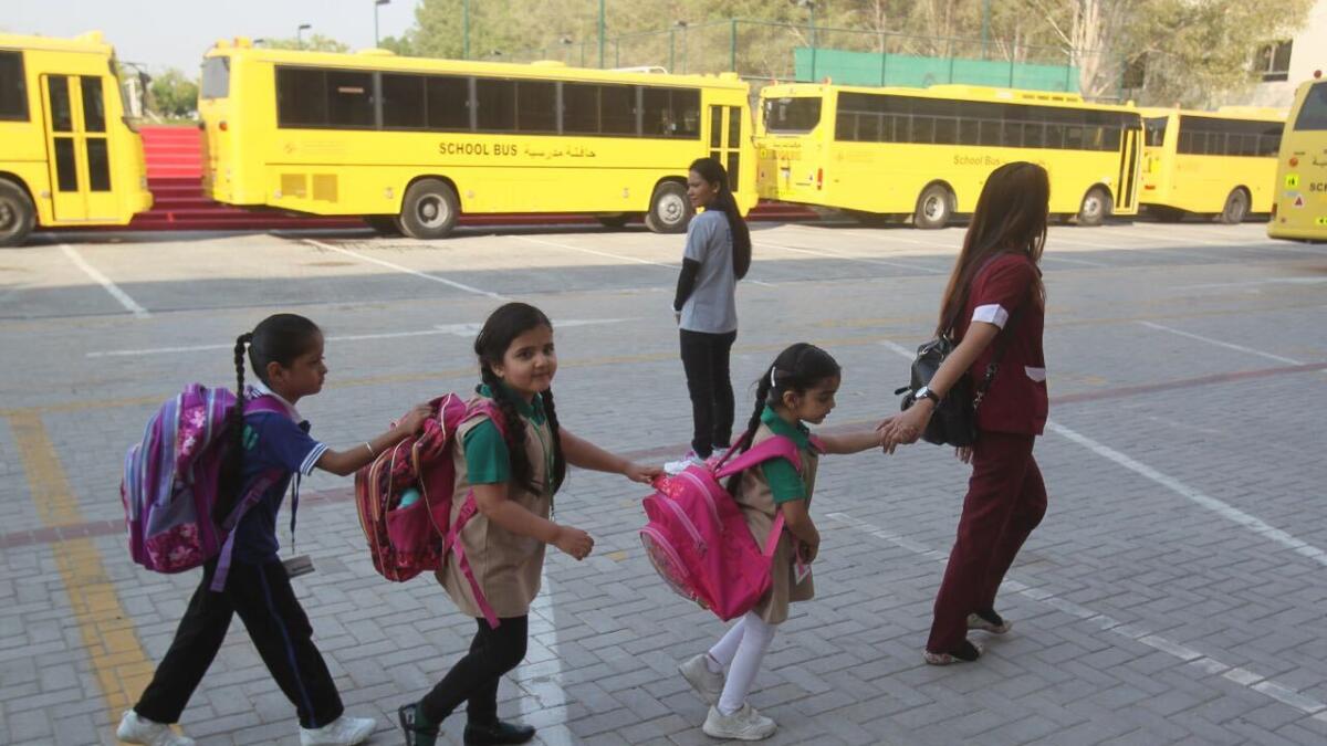 Students of DPS in Dubai return to school on Sunday. Photos by Neeraj Murali