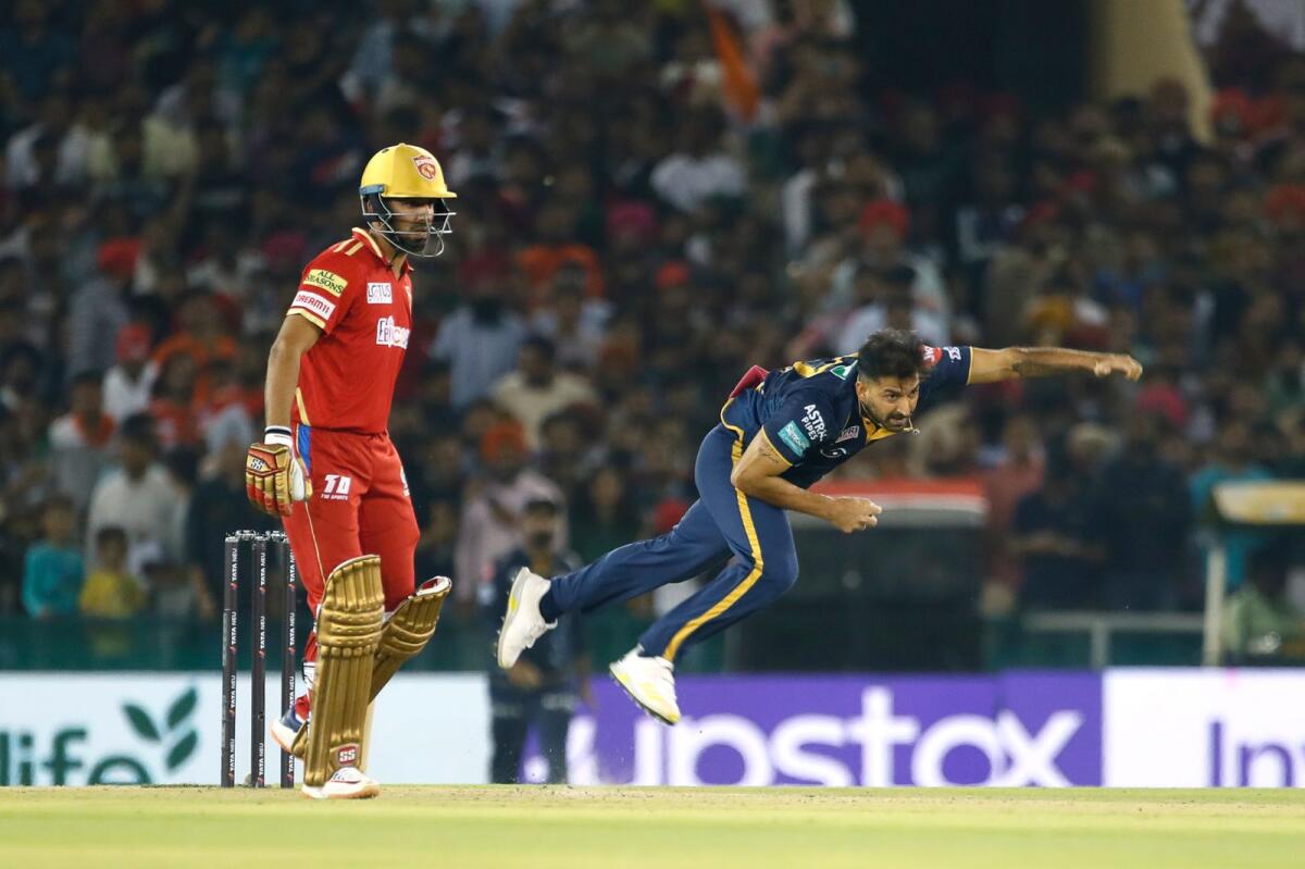 Mohit Sharma of Gujarat Titans bowls during the match against Punjab Kings. — IPL