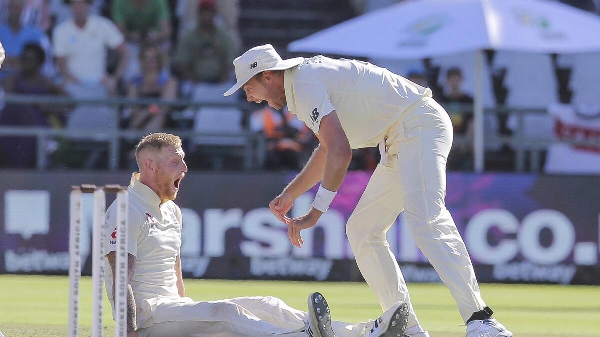 Ben Stokes (left) scored a rapid 72 from 47 in England's second innings in the Cape Town Test. He also took six catches in the game, and wrapped up the South African tail with three quick wickets after a brilliant spell of fast bowling on the fifth day