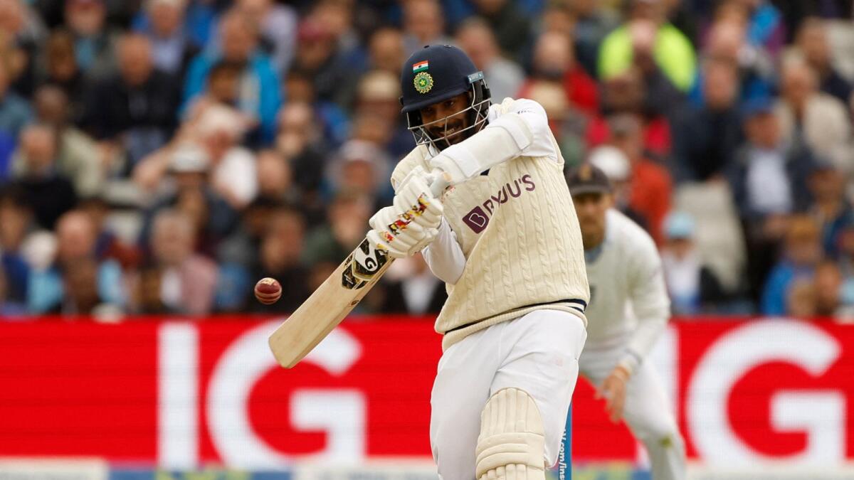 India's Jasprit Bumrah plays a shot off England's Stuart Broad on Saturday. — Reuters