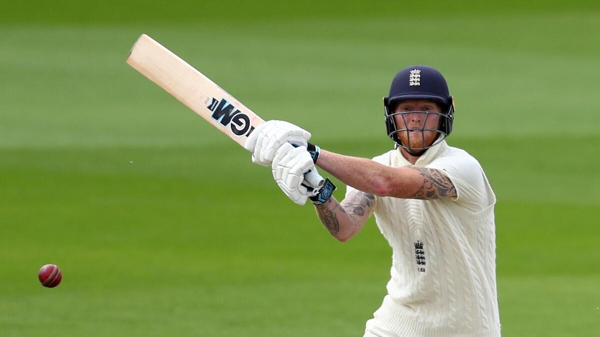 England's Ben Stokes plays a shot on the second day of the first Test. (Reuters)