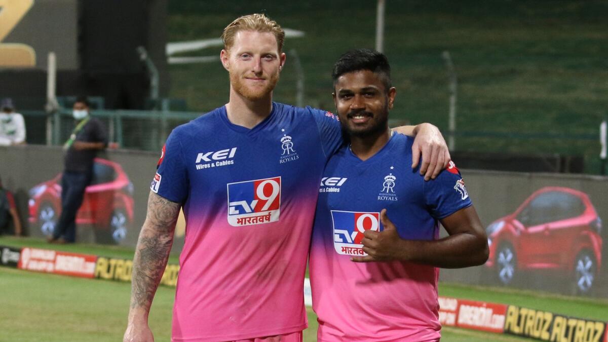 Ben Stokes and Sanju Samson after Rajasthan Royals' win over Mumbai Indians. (IPL)