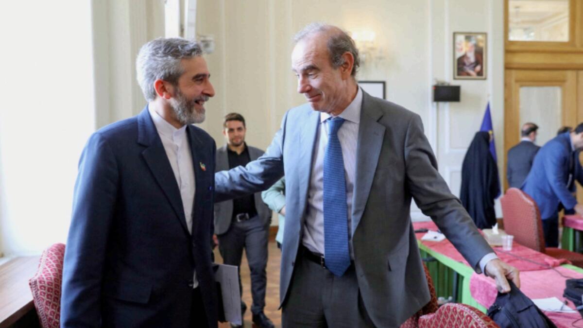 Iran's Chief Nuclear Negotiator Ali Bagheri with Enrique Mora. — Reuters