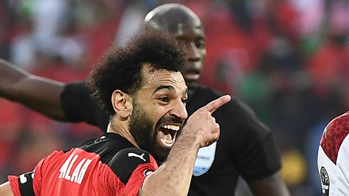 Egypt forward Mohamed Salah celebrates his team's second goal. (AFP)