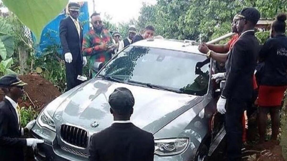 Man buries father in brand new BMW car 