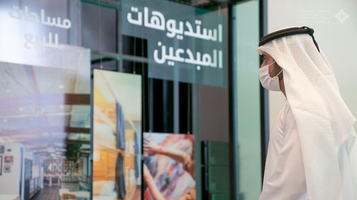 Sheikh Hamdan bin Mohammed bin Rashid Al Maktoum, Crown Prince of Dubai and Chairman of The Executive Council of the emirate, inaugurates the Al Quoz Creative Zone. Photo: Twitter